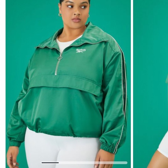 Reebok Jackets & Blazers - Reebok Green Pullover with White Trim 2X